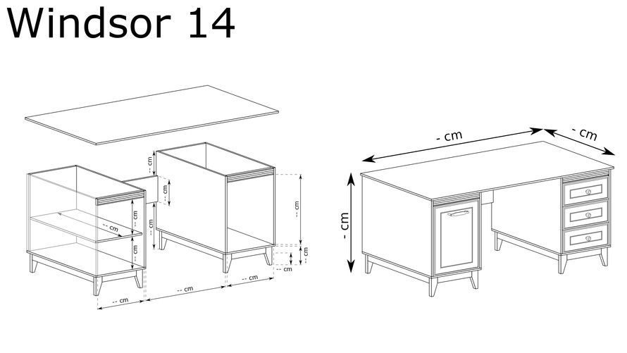 WINDSOR-14 - Biurko 1D3S Cashmere