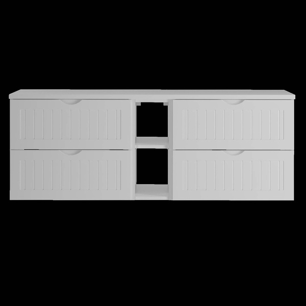 MONA-02 - Szafka pod Umywalkę z Blatem i Regałem 4S 140cm Biały Mat Zestaw-7