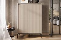 TREND TR-03 - Szafka 4-drzwiowa Z Oświetleniem Beż Piaskowy/Czarny