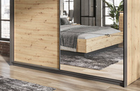 QUANT QS-01 - Szafa Przesuwna 2D Z Oświetleniem Dąb Artisan/Czarna