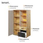 QUBIC QB-05 - Szafka 1D2S Z Oświetleniem Dąb Artisan/Stal/Silk Flou