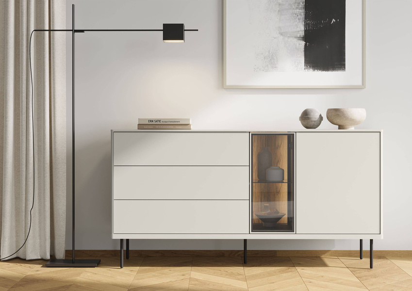 EPIRO EP-04 - Komoda 1D3S1W 161 cm z Oświetleniem Kaszmir Dąb Ciemny