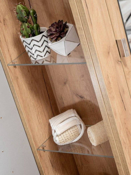 Szafka z umywalką 80 cm Capri dąb 821 z białym blatem