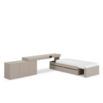 WOOW SET-WOS1L - Zestaw Komoda/ Biurko Lewe i Łóżko Szampański/Dąb Vincenza Bielona/Clay Grey