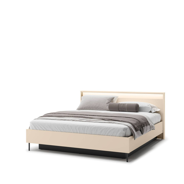 TREND TS-03 (180) - Łóżko 180 cm ze Stelażem Beż Piaskowy Czarny Mat