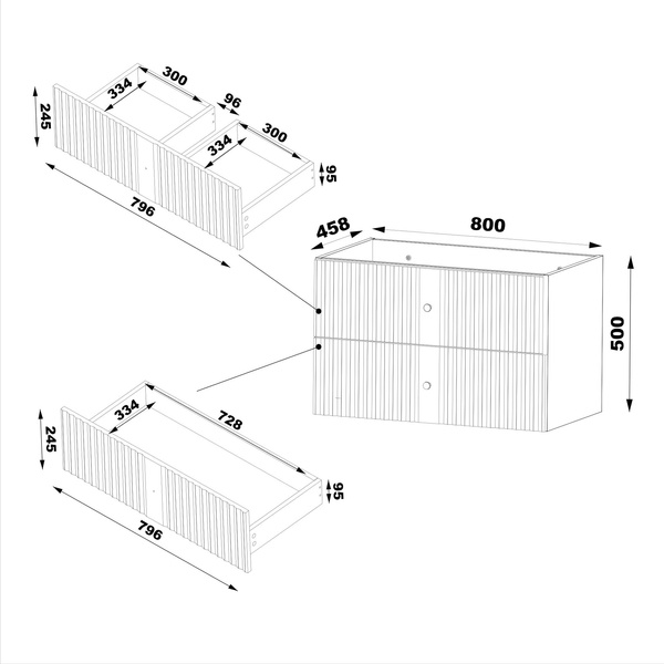 XILO-01 - Szafka pod Umywalkę z Blatem 2S 80cm Szary Mat Zestaw-1