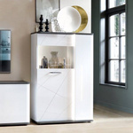 Venezia VENV02R - Witryna Prawostronna 2-drzwiowa Biała/Dąb Vicenza Czarna