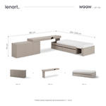 WOOW SET-WOS1L - Zestaw Komoda/ Biurko Lewe i Łóżko Szampański/Dąb Vincenza Bielona/Clay Grey