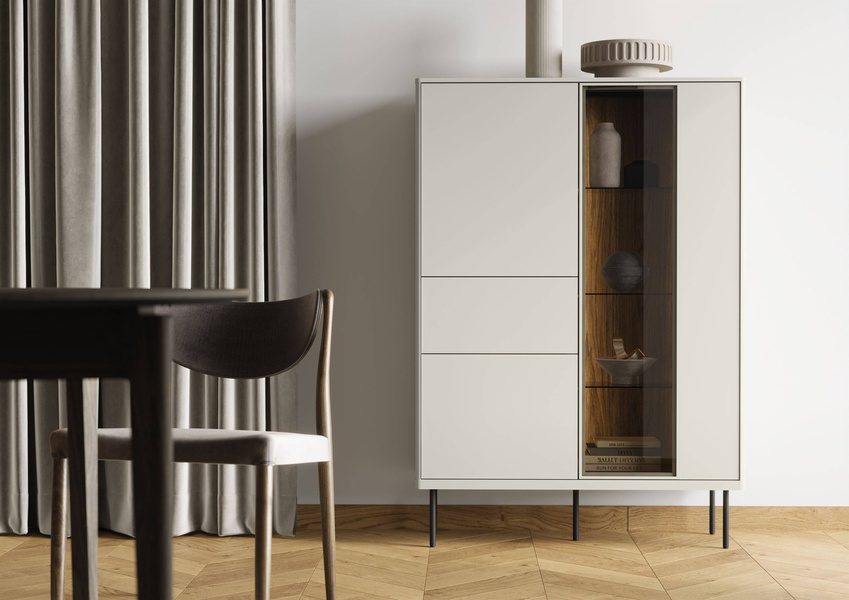 EPIRO EP-02 - Witryna 2D1S1W z Oświetleniem Kaszmir Dąb Ciemny