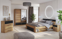 Beta – Szafka Nocna 3 Szuflady Dąb Mauvella Czarny mat