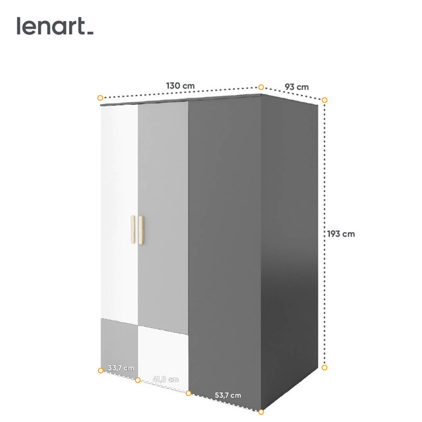 POK PO-00L - Szafa Narożna 130x93 cm Grafit/Buk Ibsen/Szara Jasna
