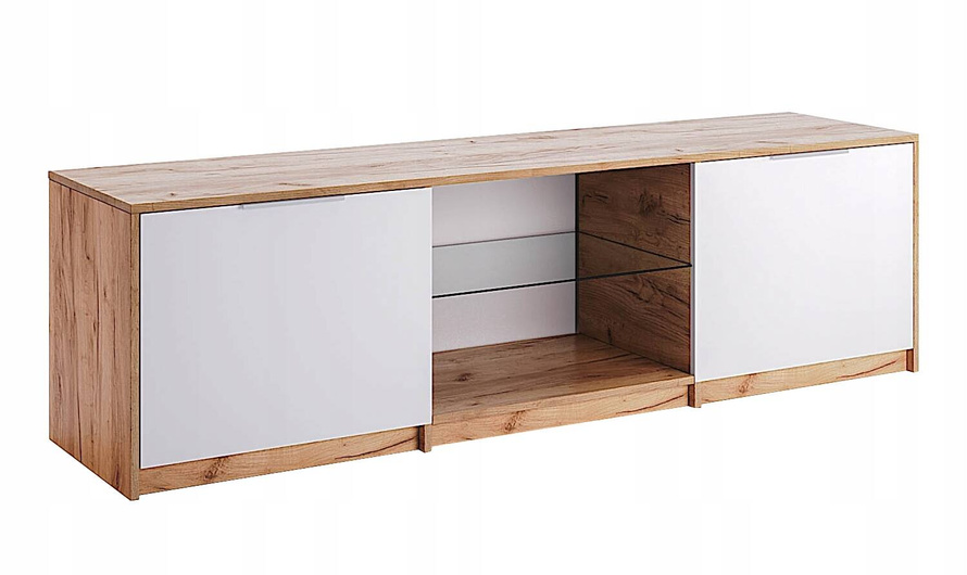 Asti AS-160-WB - Komoda RTV 2-drzwiowa Dąb Craft Biały Połysk