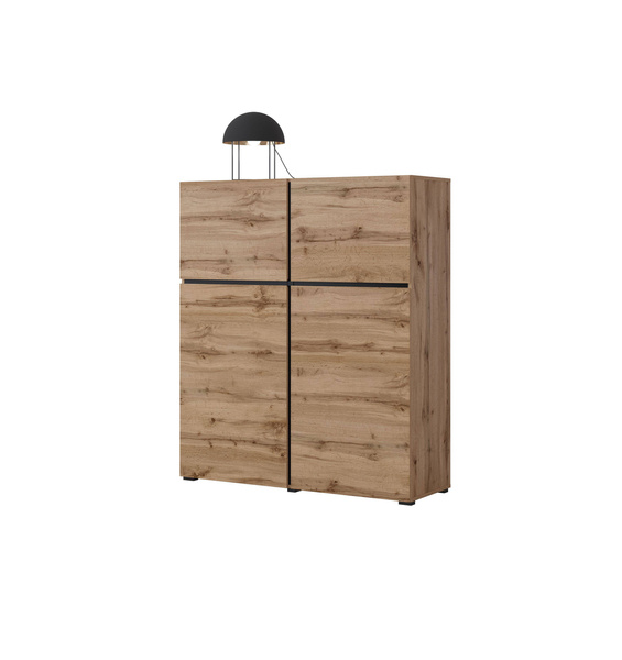 Cross – Komoda Wysoka 4-drzwiowa Dąb Wotan Czarny mat