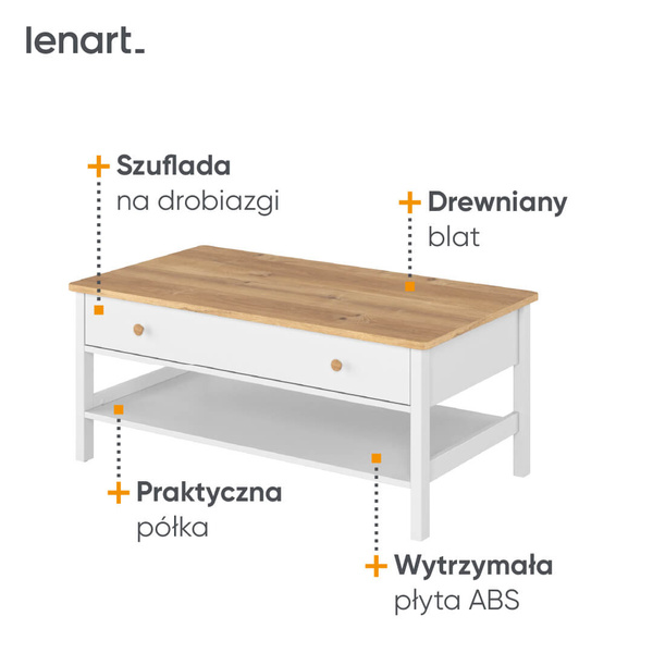 STORY SO-15 - Stolik 1S Biały/Dąb Nash