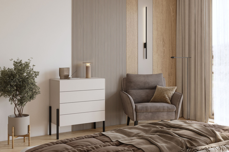 Jukon S - Komoda 4S Kaszmir Czarne Metalowe Nogi