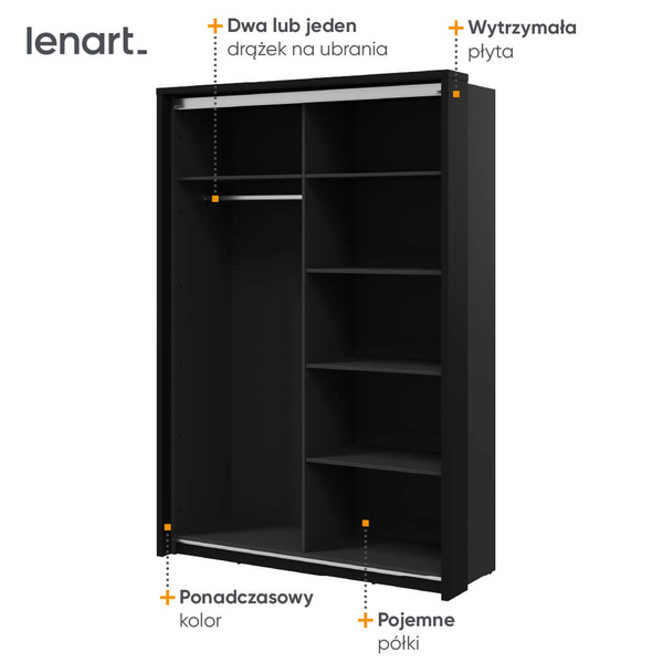 ARTI AR-21 - Szafa Przesuwna 2-drzwiowa Czarna/Dąb Artisan