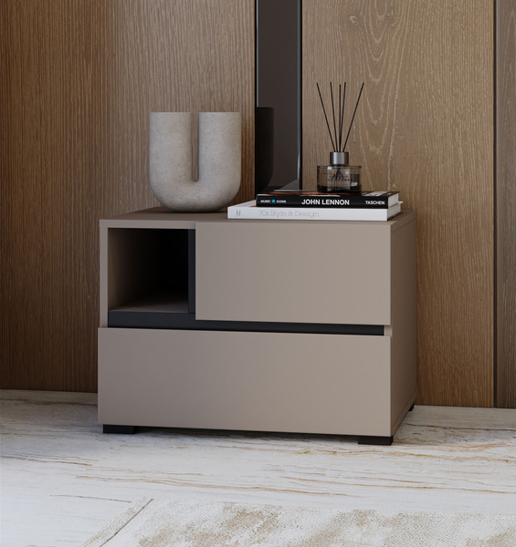 Cross S - Szafka Nocna 2 Szuflady Congo Czarny Onyks Mat