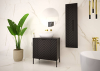 ASPEN-08 - Szafka pod Umywalkę z Blatem 2D 80cm Czarny Mat Zestaw-1 Czarny Stelaż