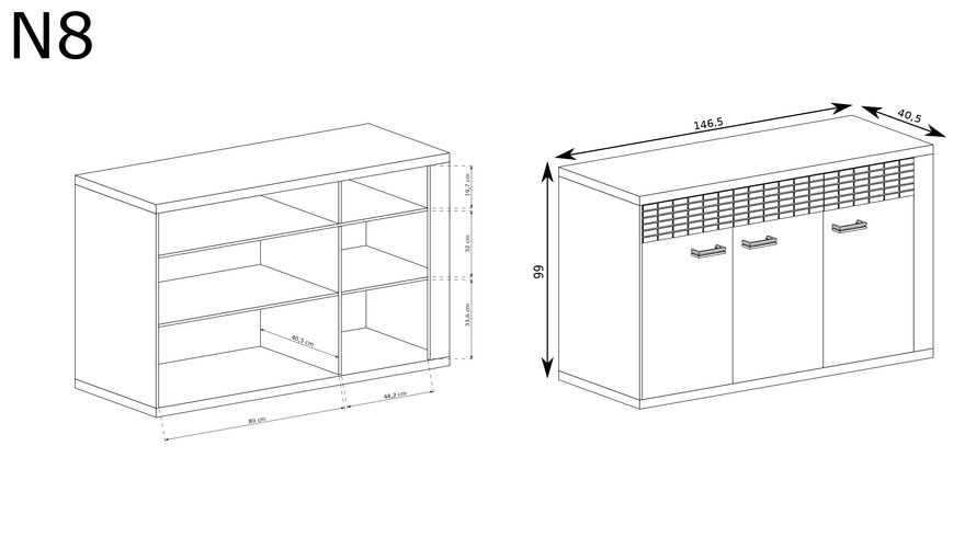 NATURAL-8 - Komoda 3D3S Ribbeck