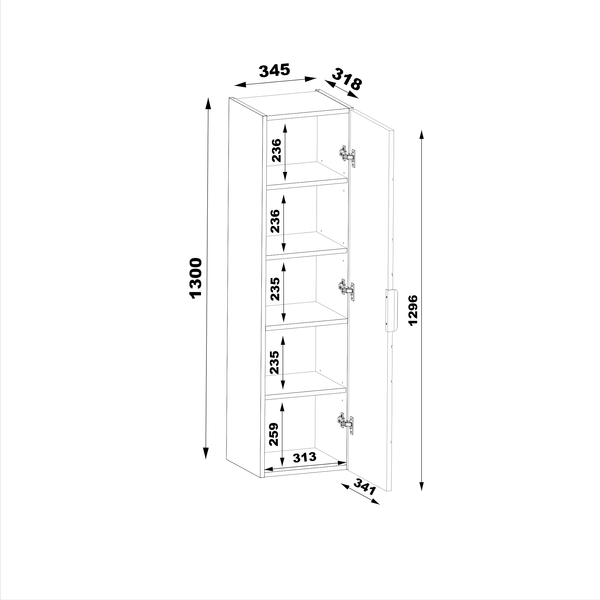 ETNA-03 - Słupek Wysoki 1-drzwiowy Biały Połysk