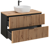 Szafka 100 cm Xilo Black Wotan z umywalką SMILE