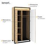 QUANT QA-01 - Szafa 2-drzwiowa Z Oświetleniem Dąb Artisan/Czarna