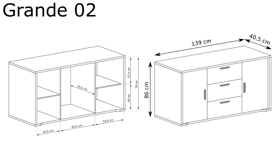 GRANDE-2 - Komoda 2D3S Dąb Cremona