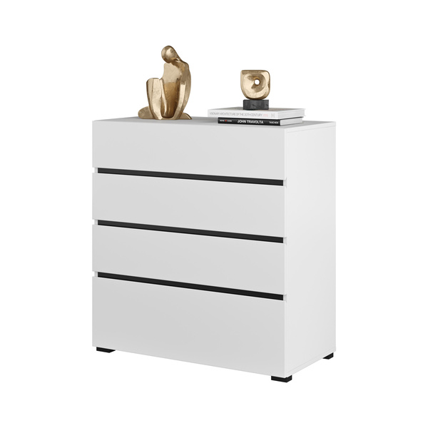 Cross S - Komoda 4 Szuflady Biały Czarny Onyks Mat