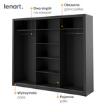 ARTI AR-02 - Szafa Przesuwna 3-drzwiowa Czarna