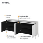 TREND TR-04 - Komoda 4-drzwiowa Z Oświetleniem Biała/Czarna