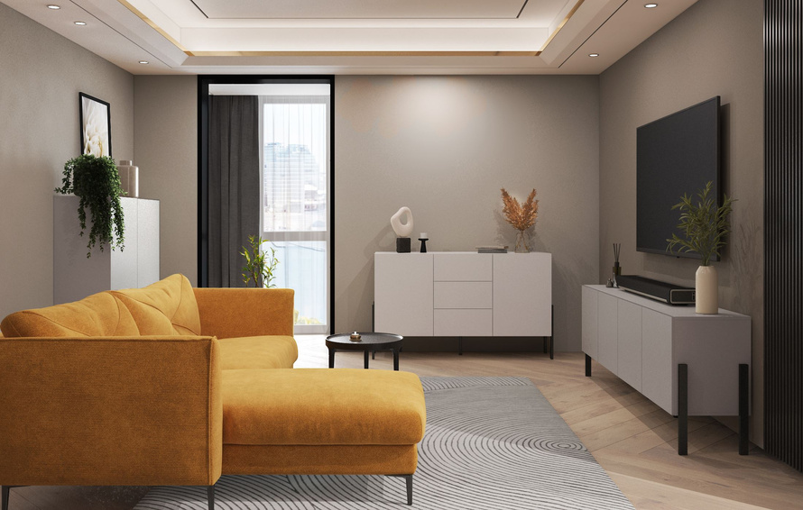 Jukon - Komoda 4-drzwiowa Kaszmir Czarny Mat