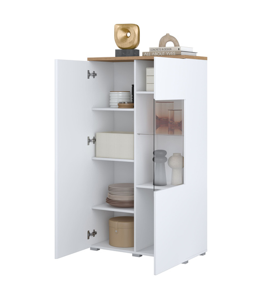 Modo - Witryna 2D Biały Mat Dąb Mauvella