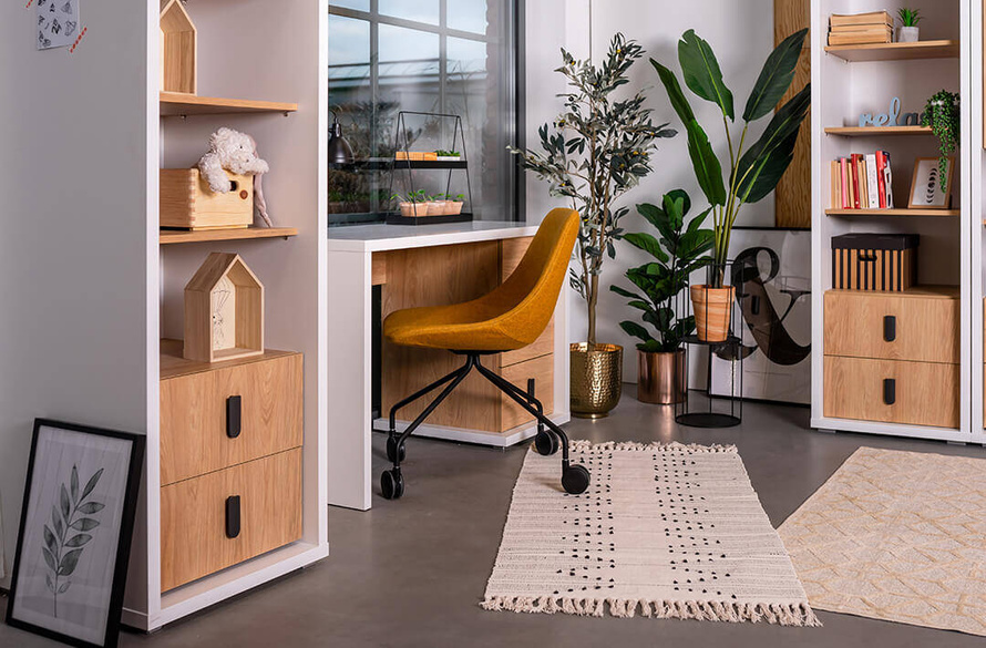 SIMI MS-03 - Regał 2S Biała/Hikora Naturalna