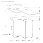 Szafka Kuchenna Dolna 2-drzwiowa Narożna D90N Linea Grey Szary Mat