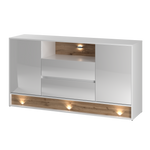VISION-02 - Komoda 2D2S z Oświetleniem LED Biały Mat Dąb Wotan Mat Biały Połysk