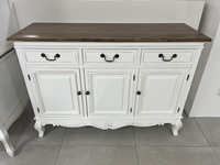 Rimini White 08 Komoda 3D/3S biała prowansalska z brązowym przecieranym blatem drewno/mdf_01