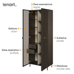 PIEMONTE PE-02 - Witryna 1D1W2S Z Oświetleniem Jesion Portland/Czarny