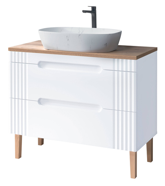 Szafka 100 cm FIJI WHITE z umywalką MEGI MW13