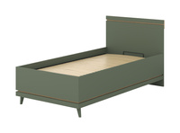 Scandi - Łóżko 100x200 cm ze Stelażem Zgaszona Zieleń Dąb Olejowany