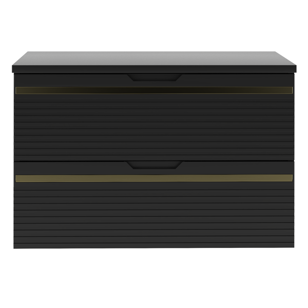 VESPER-01 - Szafka pod Umywalkę z Blatem 2S 80cm Czarny Mat Zestaw-1