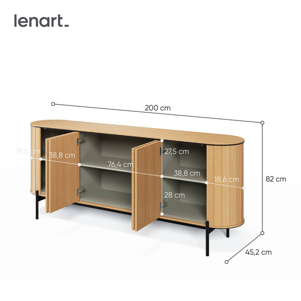 ROTTO RT-04 - Komoda 4-drzwiowa Dąb Vincenza/Eukaliptus