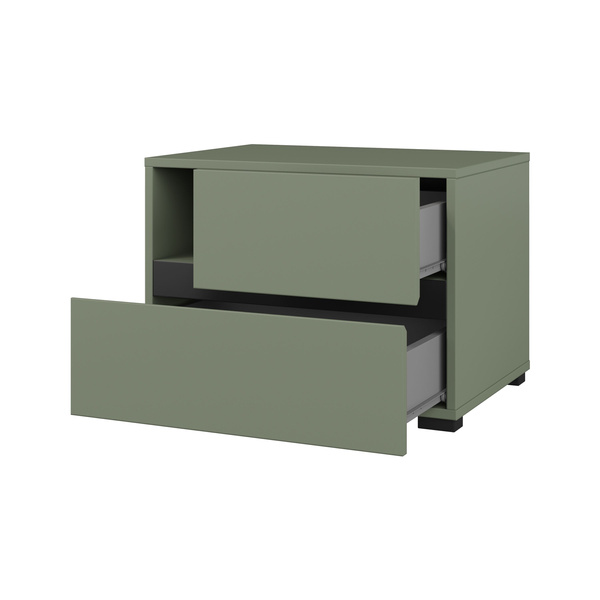 Cross S - Szafka Nocna 2 Szuflady Zgaszona Zieleń Czarny
