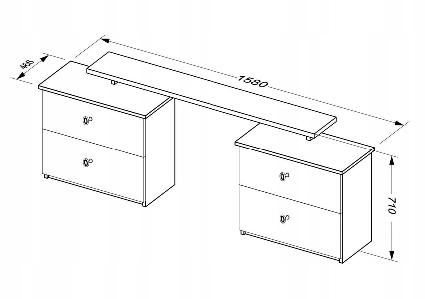Luiza LZ-74-WB - Konsola Toaletka 4 Szuflady Biały Mat Biały Połysk z Nadrukiem