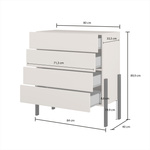 Jukon S - Komoda 4S Kaszmir Czarne Metalowe Nogi