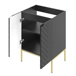 ASPEN-09 - Szafka z Umywalką 2D 60cm Czarny Mat Zestaw-3 Złoty Stelaż