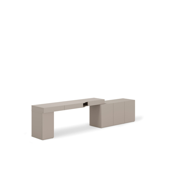 WOOW SET-WOS6L - Zestaw Komoda i Biurko Lewe/Kontenerek Szampański/Dąb Vincenza Bielona/Clay Grey