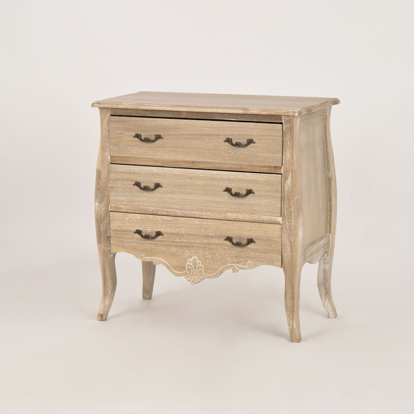 Merano 010B Komoda 3S rustykalna bielona przecierana drewno/mdf