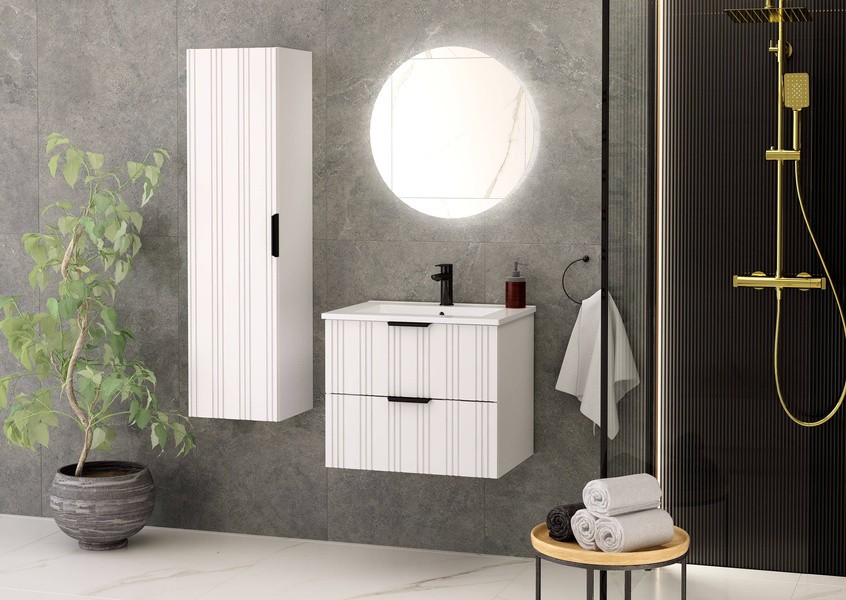 SANTI-03 - Słupek Wysoki 1-drzwiowy 130cm Biały Mat