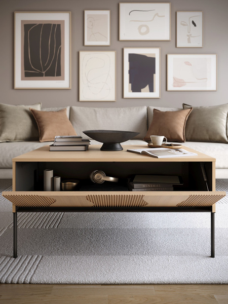 FLOW FW-06 - Stolik Kawowy 1S Dąb Vincenza Bielona Czarny Mat