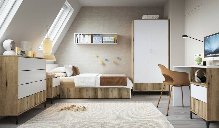 Ricko RIKK06 - Szafka Nocna 2S Biała/Dąb Coast Evoke